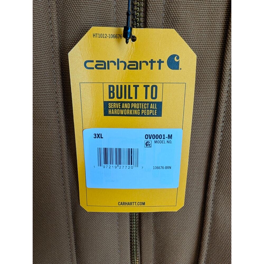 NWT Carhartt Vest Men's 3XL Brown Iconic V01 Firm Duck Relaxed Fit Sleeveless - Picture 3 of 5